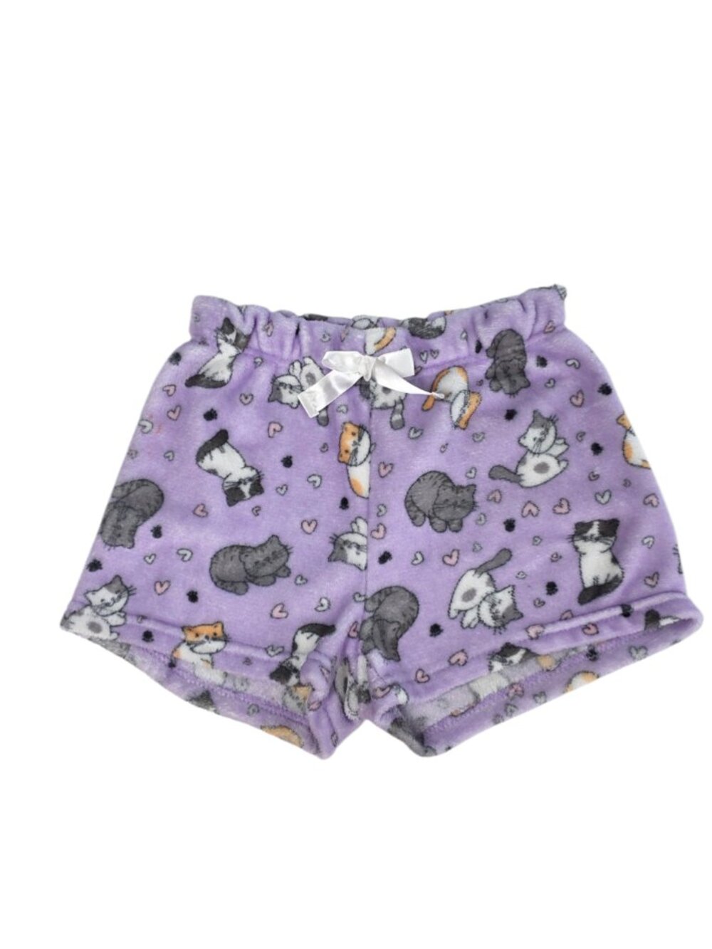 UKids Cats & Hearts Pajama Shorts, Girls 10/12, Lounge, Soft, Purple, Kittens